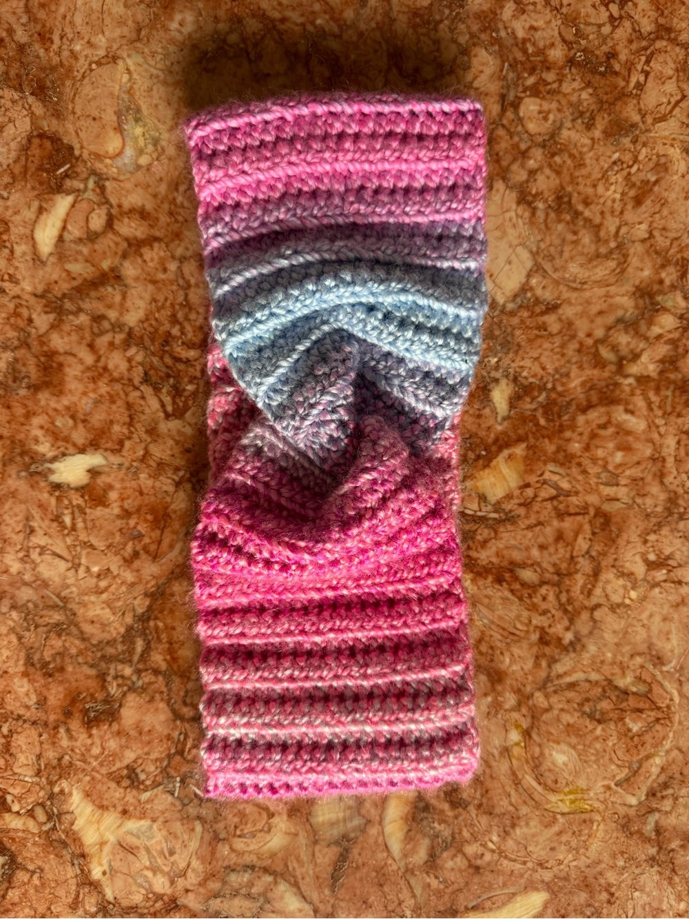 Pink & Light Blue Crochet Headband/Ear Warmer
